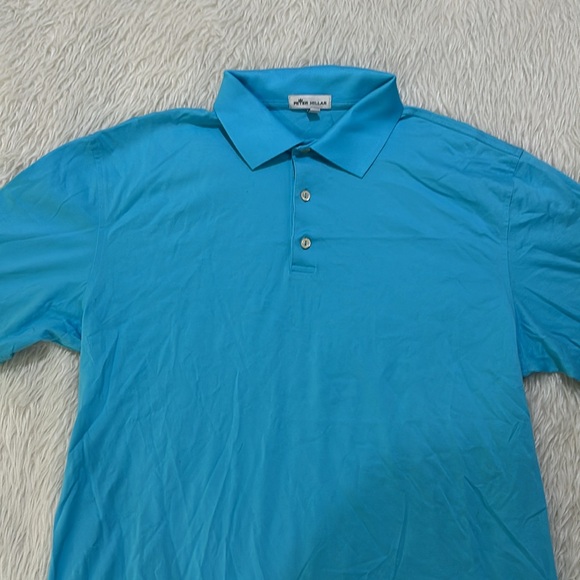 Peter millar blue turquoise polo golf cotton shirt size large - Picture 2 of 6